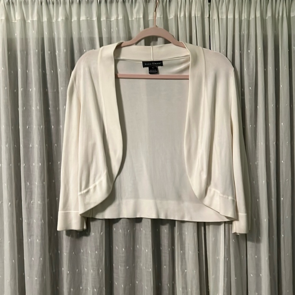 White Cardigan size XL with quarter length sleeves